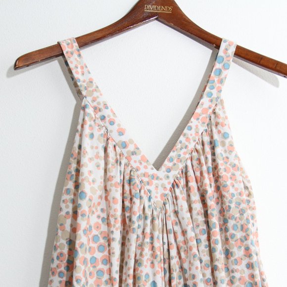 Azeeza Midi Tent Tank Dress V-Neck Polka Dot Spotted Pink Blue White One Size - Picture 2 of 11